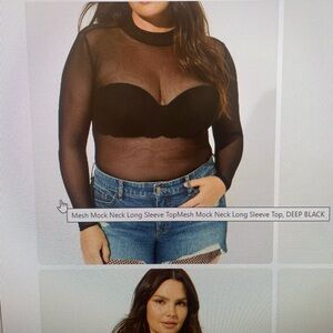 Torrid Sheer Black Mesh Mock Neck Long Sleeve Top